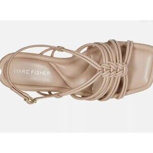 Woman's Dress Sandals Marc Fisher Magnify Sandal Heels Tan Beige Size 9.5